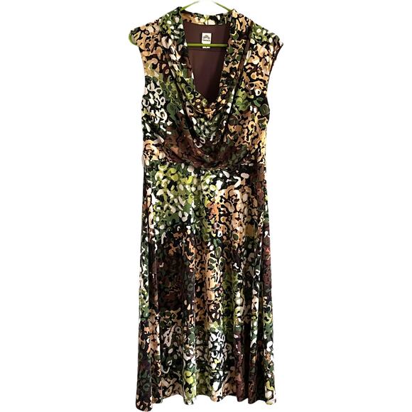3/ $15 Women's Sangria Green Brown Dress Knee Length - Picture 1 of 12